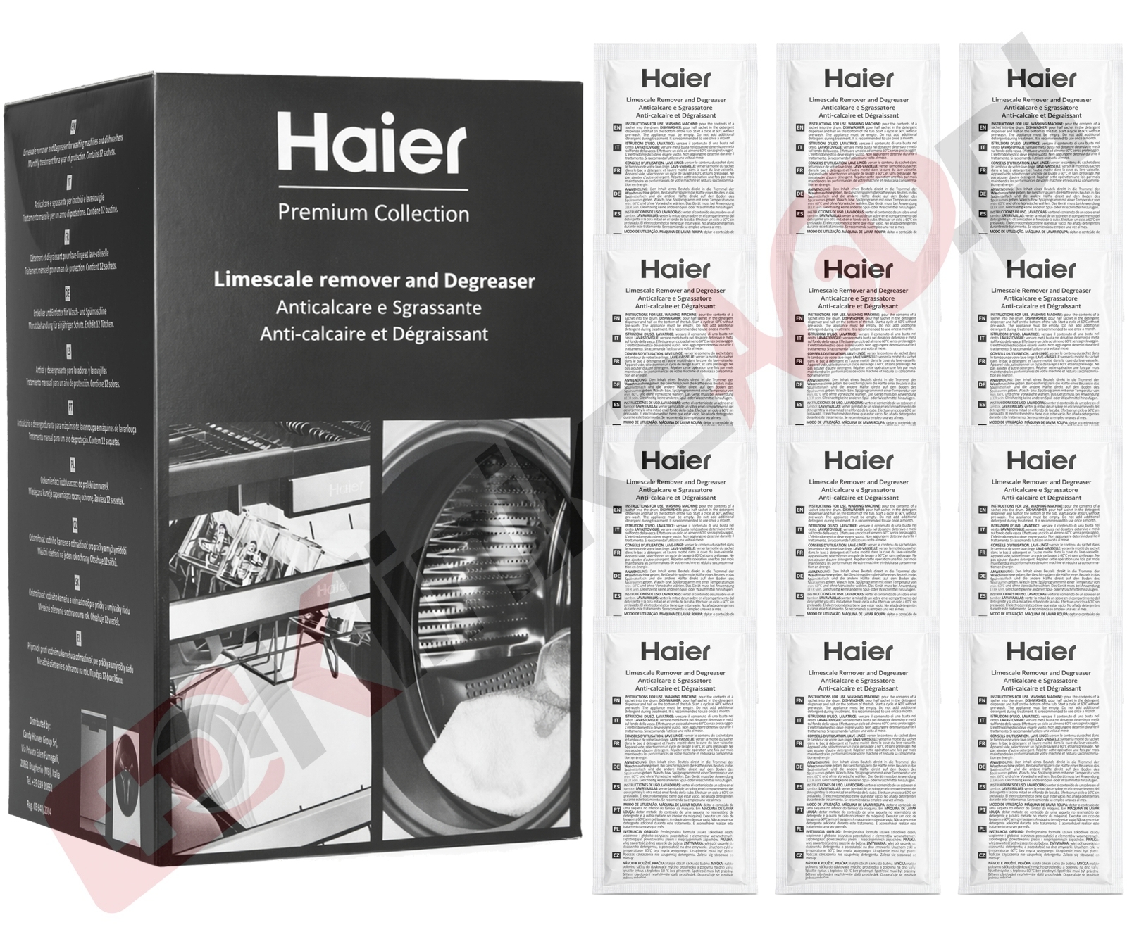 Odkamieniacz Haier do pralki, pralko-suszarki, zmywarki | 50g 12szt
