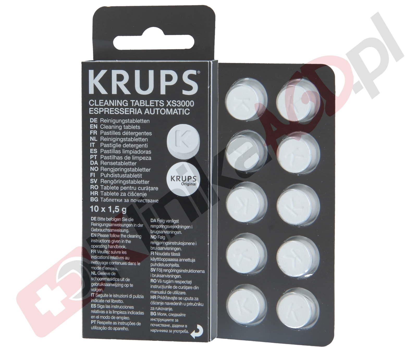 ⛑ XS300010 Tabletki czyszczące Krups XS3000 do ekspresu, 10szt 1.5g