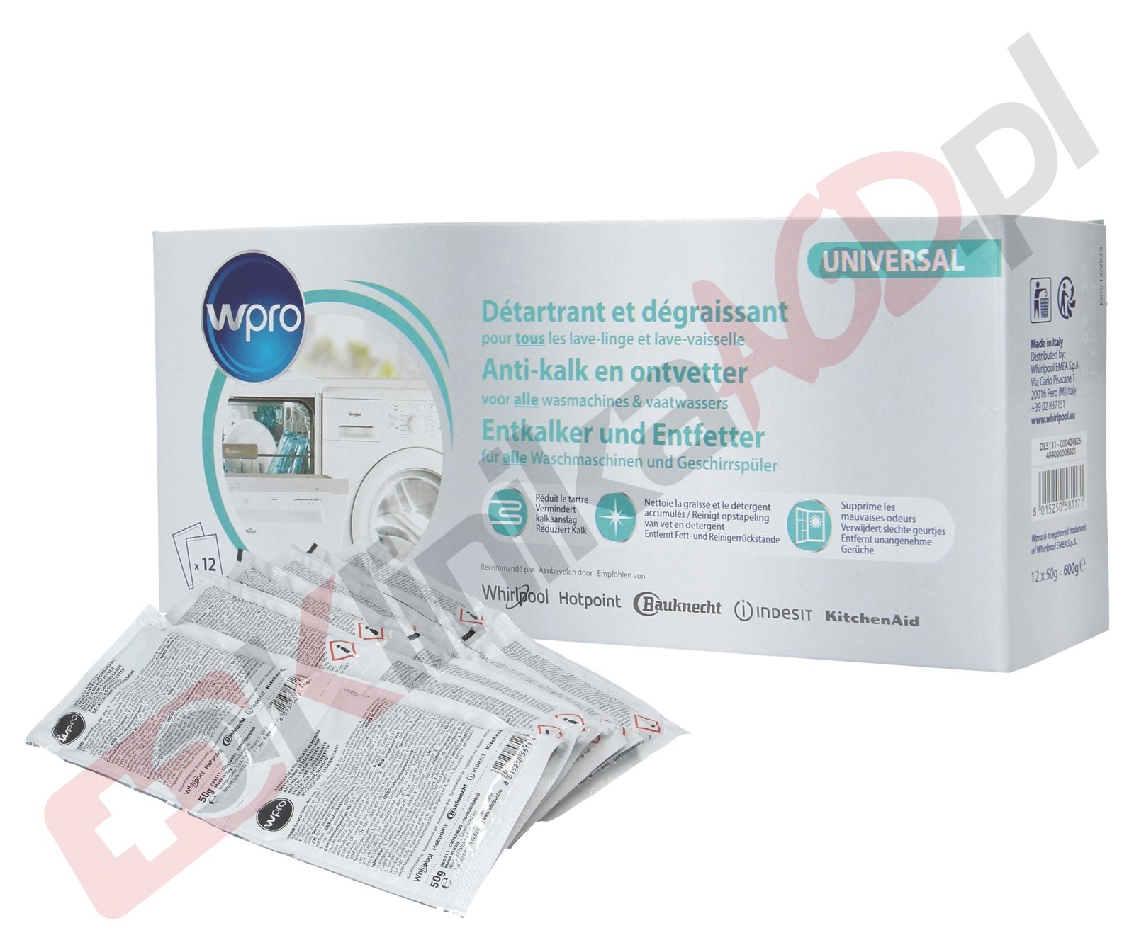 Odkamieniacz Wpro do pralki, pralko-suszarki, zmywarki | 50g 12szt