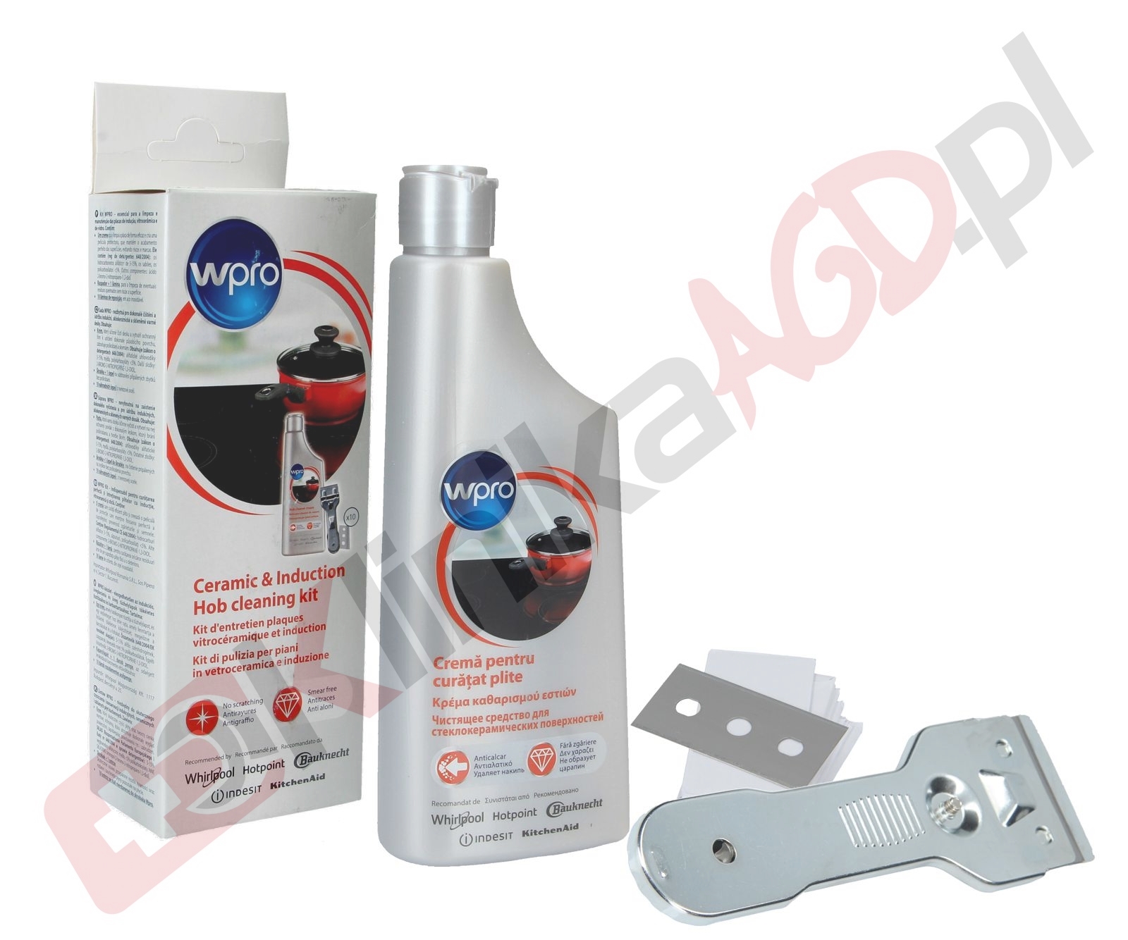 ZESTAW ▶ Środek czyszczący Wpro do płyt | płyn, skrobak, ostrza