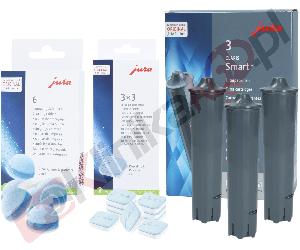 Zestaw ▶ konserwujący | 3x filtr, 6x tabletki czyszczące, 9x tabletki odkamieniające do ekspresu do kawy