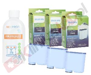 ZESTAW ▶ Środki do konserwacji CA6903 do ekspresu | Odkamieniacz 250ml, 3x filtr wody Saeco