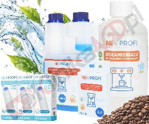 ZESTAW ▶ Środki do konserwacji NEO002224 NEO002654, NEO002649 F088 do ekspresu | Środek czyszczący przewody mleka 500ml, odkamieniacz 500ml, tabletki czyszczące 10x2g, 3x filtr wody Nivona