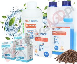 Zestaw ▶ konserwujący | Środek czyszczący przewody mleka 500ml, odkamieniacz 500ml, tabletki czyszczące 10x2g, 3x filtr wody