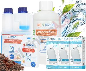 Zestaw ▶ konserwujący | Środek czyszczący przewody mleka 500ml, odkamieniacz 500ml, tabletki czyszczące 10x2g, 3x filtr wody