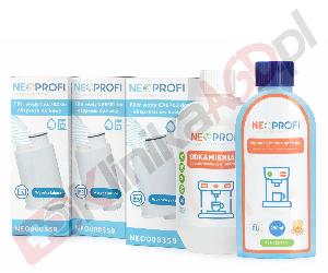 Zestaw ▶ konserwujący | Płyn czyszczący 250ml, odkamieniacz 500ml, 3x filtr wody do ekspresu do kawy