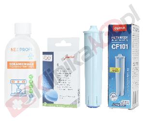 Zestaw ▶ konserwujący | Odkamieniacz 250ml, filtr wody, tabletki czyszczące 6szt do ekspresu do kawy