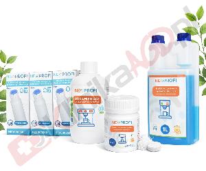 ZESTAW ▶ Środki do konserwacji NEO002224 NEO002655, NEO002651 F088 do ekspresu | Środek czyszczący przewody mleka 1L, odkamieniacz 500ml, tabletki czyszczące 30x1,3g, 3x filtr wody Nivona